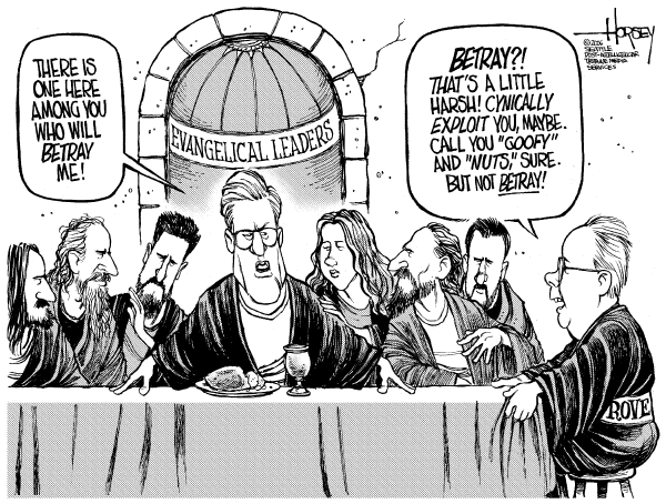 Editorial Cartoon by David Horsey, Seattle Post-Intelligencer on GOP Courts Christian Voters