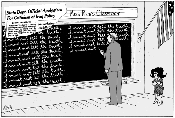 Editorial Cartoon by Tony Auth, Philadelphia Inquirer on Shock and Awe