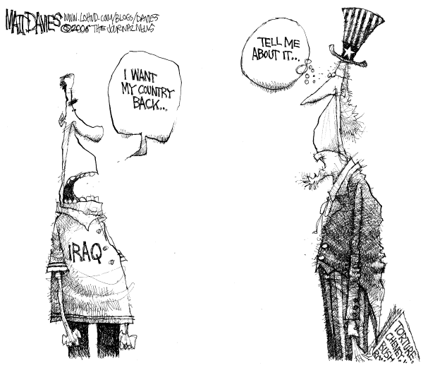 Editorial Cartoon by Matt Davies, Journal News on Shock and Awe