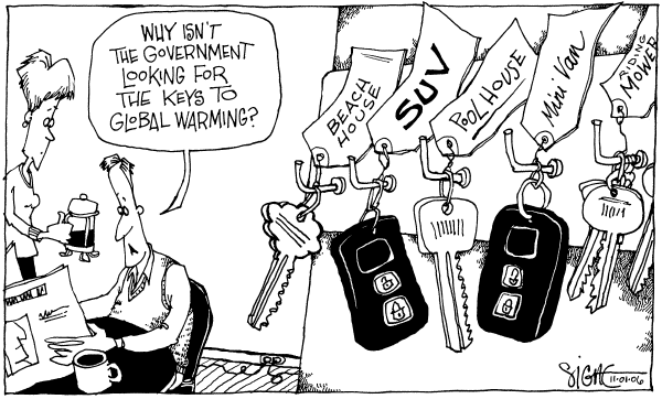 Editorial Cartoon by Signe Wilkinson, Philadelphia Daily News on Earth About to Overheat