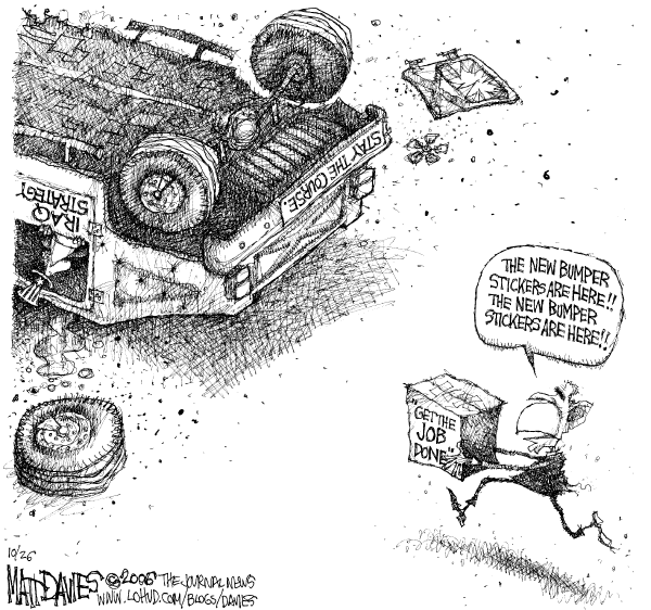 Editorial Cartoon by Matt Davies, Journal News on US Winning in Iraq, Bush Says