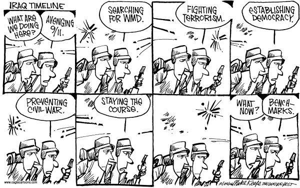Editorial Cartoon by Mike Keefe, Denver Post on US Winning in Iraq, Bush Says