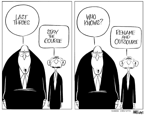 Editorial Cartoon by Ann Telnaes, CWS/CartoonArts Intl. on US Winning in Iraq, Bush Says