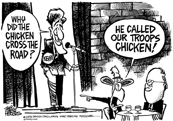 Editorial Cartoon by Mike Peters, Dayton Daily News on Kerry Bombs At Joke