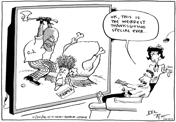 Editorial Cartoon by Joel Pett, Lexington Herald-Leader, CWS/CartoonArts Intl. on Fox and OJ Almost Do It