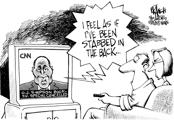 Editorial Cartoon by John Branch, San Antonio Express-News on Fox and OJ Almost Do It