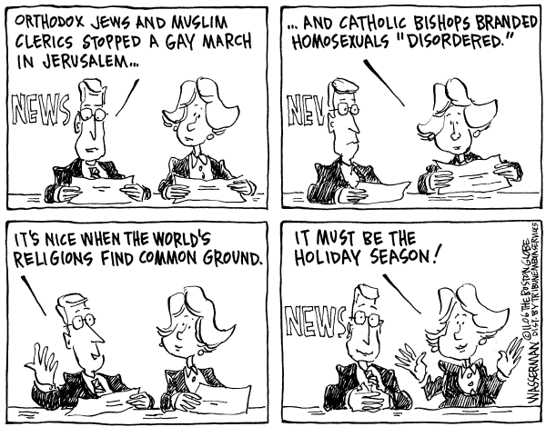 Editorial Cartoon by Dan Wasserman, Boston Globe on In Other News