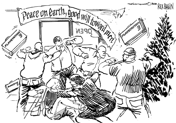 Editorial Cartoon by Rex Babin, Sacramento Bee on Holiday Season Officially Begins