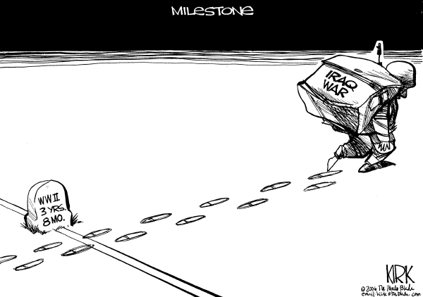 Editorial Cartoon by Kirk Walters, Toledo Blade on US in Iraq Longer Than in WWII