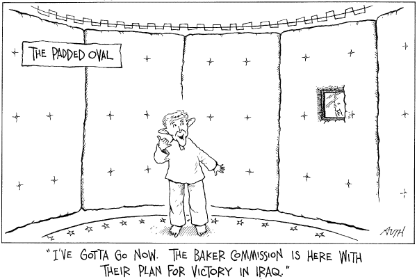 Editorial Cartoon by Tony Auth, Philadelphia Inquirer on Baker Report: New Course in Iraq
