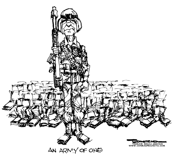 Editorial Cartoon by Paul Conrad, Tribune Media Services on Iraq Braces for Next Phase
