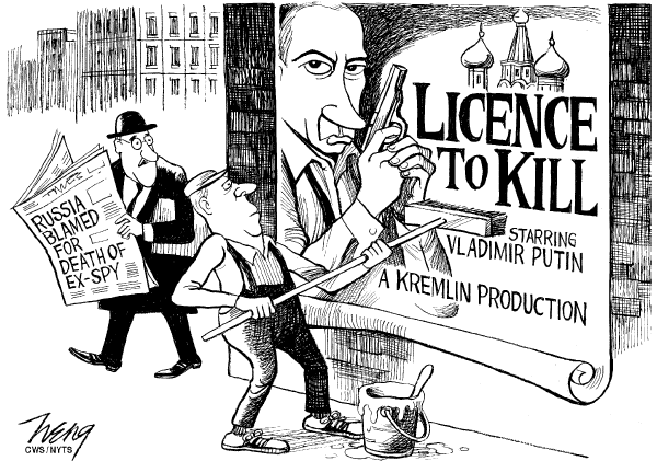 Editorial Cartoon by Heng Kim Song, Lianhe Zaobao, Singapore on Russia Critic Assassinated