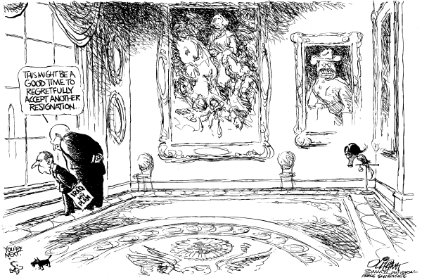 Editorial Cartoon by Pat Oliphant, Universal Press Syndicate on Bush Weighs Iraq Report