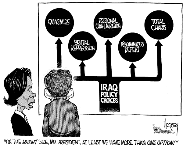 Editorial Cartoon by David Horsey, Seattle Post-Intelligencer on Bush Weighs Iraq Report