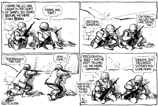 Editorial Cartoon by Pat Oliphant, Universal Press Syndicate on Hopeful Signs in Iraq