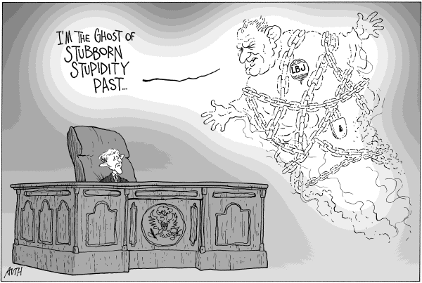 Editorial Cartoon by Tony Auth, Philadelphia Inquirer on Holiday Season In Full Swing