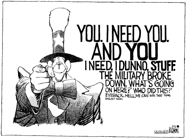 Editorial Cartoon by Don Wright, Palm Beach Post on Bush Pushes Troop Surge
