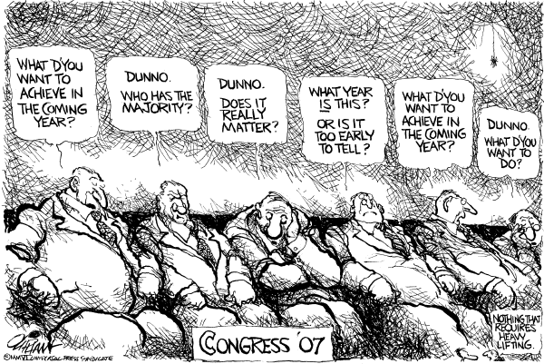 Editorial Cartoon by Pat Oliphant, Universal Press Syndicate on US Mission Remains Clear