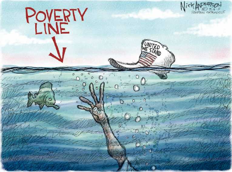 Political/Editorial Cartoon by Nick Anderson, Houston Chronicle on Class Warfare Declared