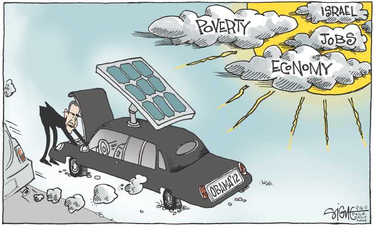 Political/Editorial Cartoon by Signe Wilkinson, Philadelphia Daily News on Obama Revs Up Campaign