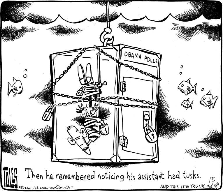 Political/Editorial Cartoon by Tom Toles, Washington Post on President’s Campaign Picking Up