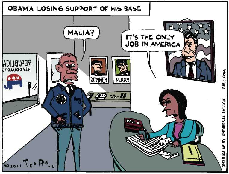 Political/Editorial Cartoon by Ted Rall on President’s Campaign Picking Up