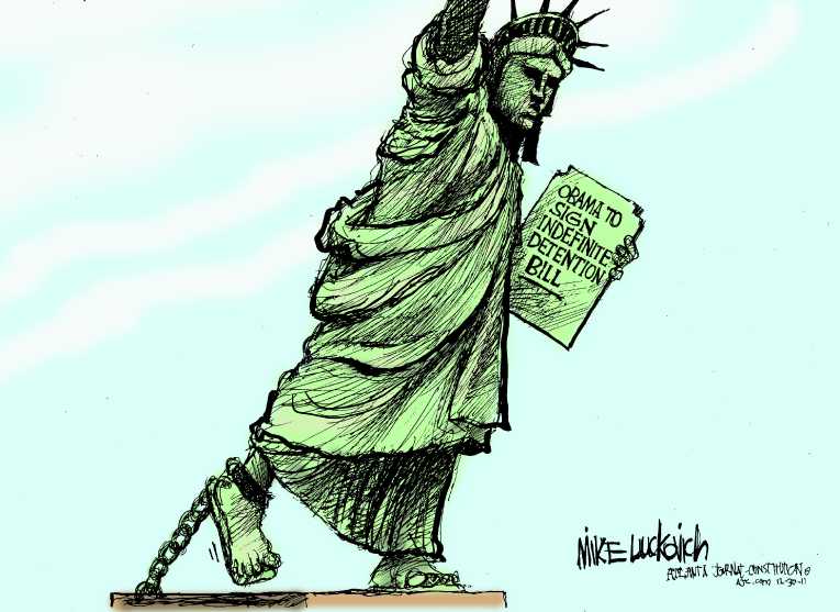 Political/Editorial Cartoon by Mike Luckovich, Atlanta Journal-Constitution on War at Home Escalates