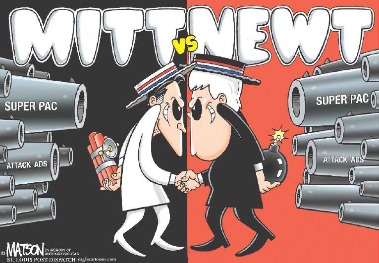 Political/Editorial Cartoon by RJ Matson, Cagle Cartoons on PACs Playing Major Role in Elections