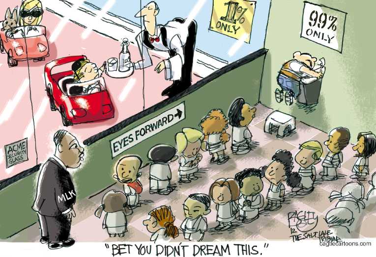 Political/Editorial Cartoon by Pat Bagley, Salt Lake Tribune on America Celebrates King Holiday