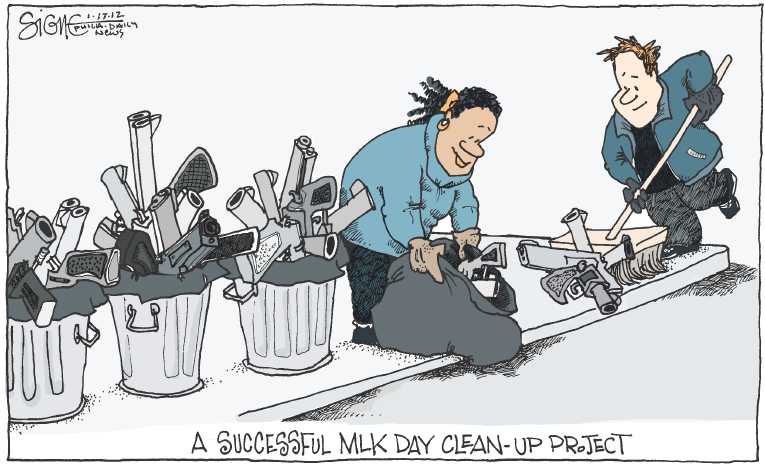 Political/Editorial Cartoon by Signe Wilkinson, Philadelphia Daily News on America Celebrates King Holiday