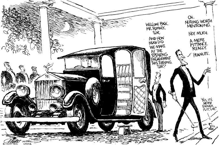 Political/Editorial Cartoon by Pat Oliphant, Universal Press Syndicate on Romney Races to Big Lead