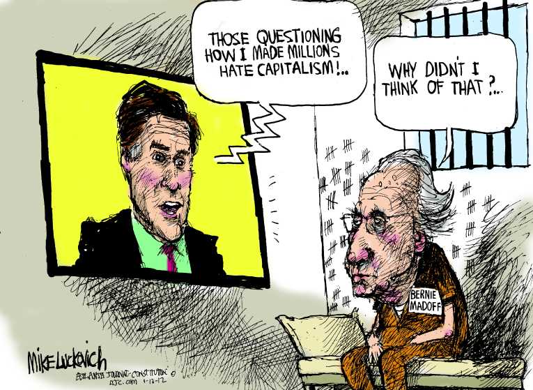 Political/Editorial Cartoon by Mike Luckovich, Atlanta Journal-Constitution on Romney Races to Big Lead