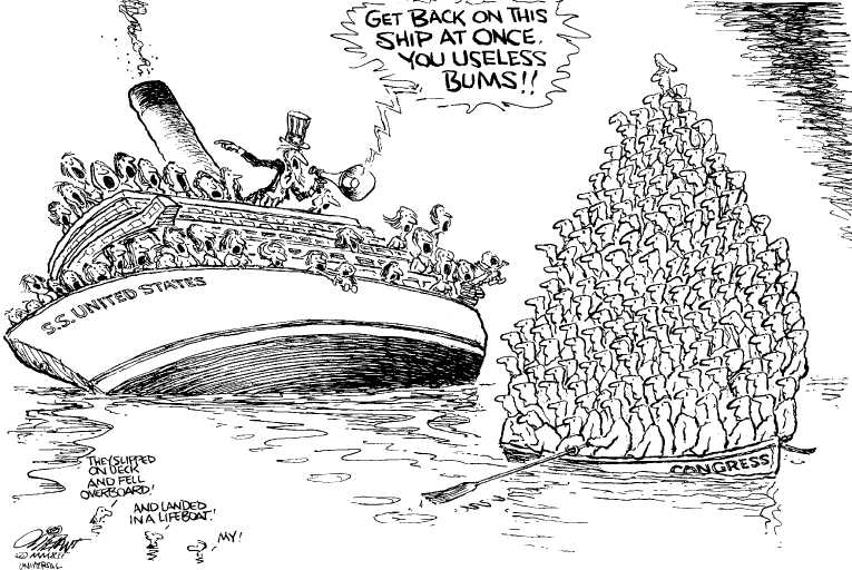 Political/Editorial Cartoon by Pat Oliphant, Universal Press Syndicate on Congress Unifying Nation