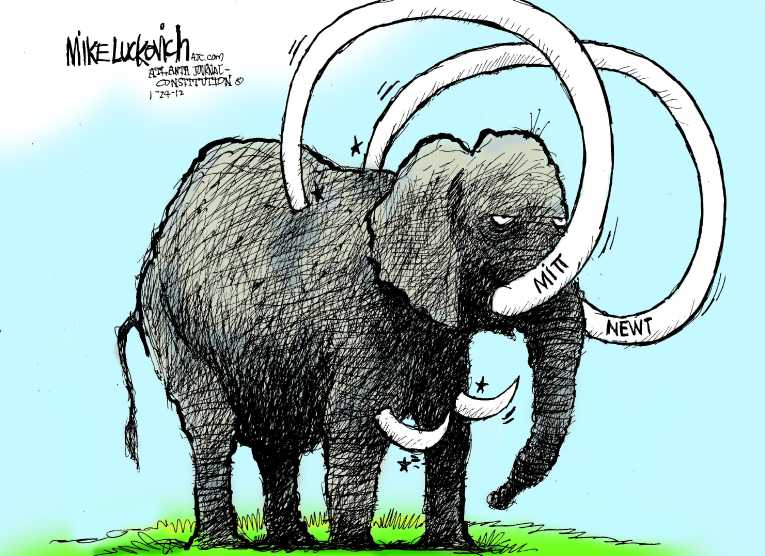 Political/Editorial Cartoon by Mike Luckovich, Atlanta Journal-Constitution on Gingrich Wins South Carolina