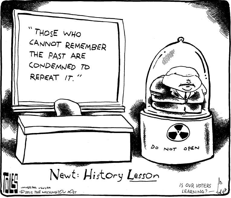 Political/Editorial Cartoon by Tom Toles, Washington Post on Gingrich Wins South Carolina