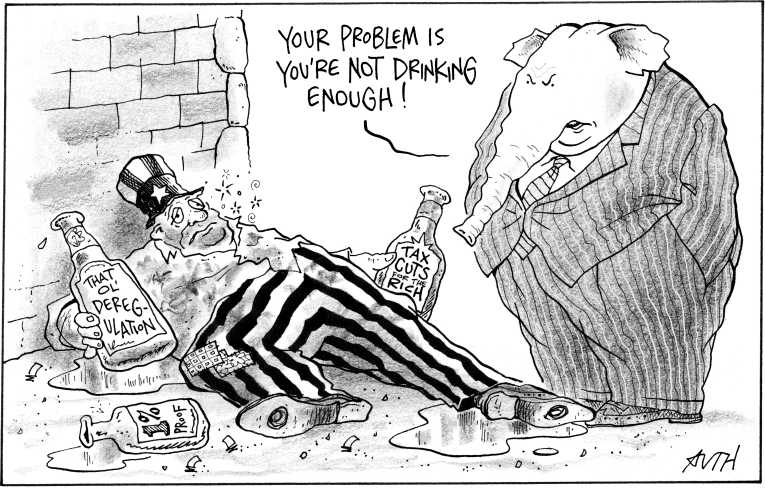 Political/Editorial Cartoon by Tony Auth, Philadelphia Inquirer on GOP Pressing Obama