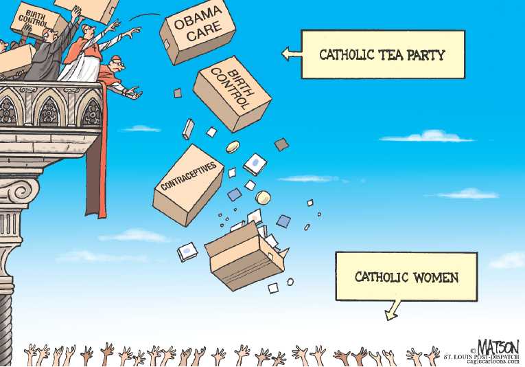 Political/Editorial Cartoon by RJ Matson, Cagle Cartoons on Contraception Compromise Reached