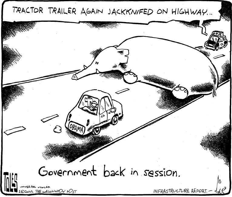 Political/Editorial Cartoon by Tom Toles, Washington Post on Obama’s Aproval Rating Climbing