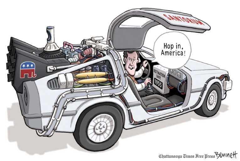 Political/Editorial Cartoon by Clay Bennett, Chattanooga Times Free Press on Santorum’s Message Resonates