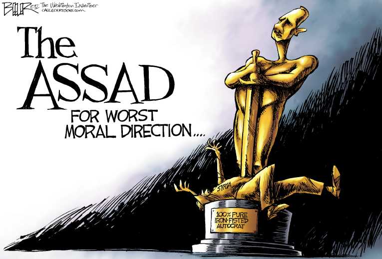Political/Editorial Cartoon by Nate Beeler, Washington Examiner on Syrian Crisis Worsens