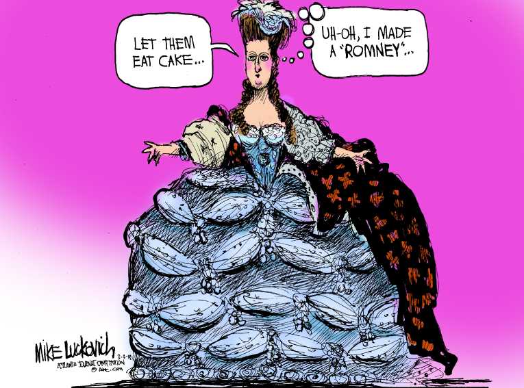 Political/Editorial Cartoon by Mike Luckovich, Atlanta Journal-Constitution on Romney Claims Victory
