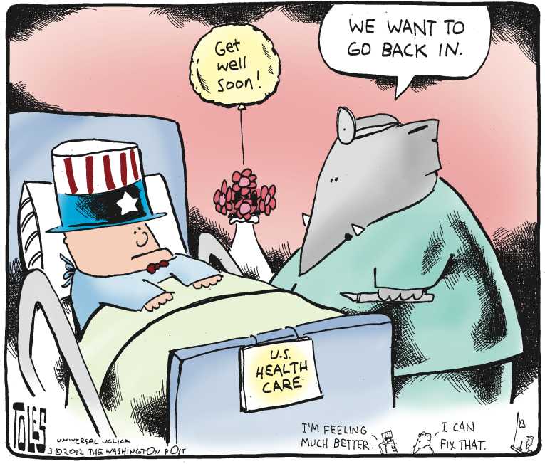 Political/Editorial Cartoon by Tom Toles, Washington Post on GOP Fine-tuning Message