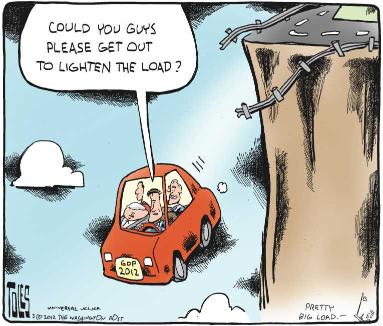 Political/Editorial Cartoon by Tom Toles, Washington Post on Santorum Wins Again