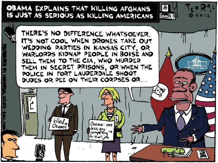 Political/Editorial Cartoon by Ted Rall on US to Stay the Course in Afghanistan