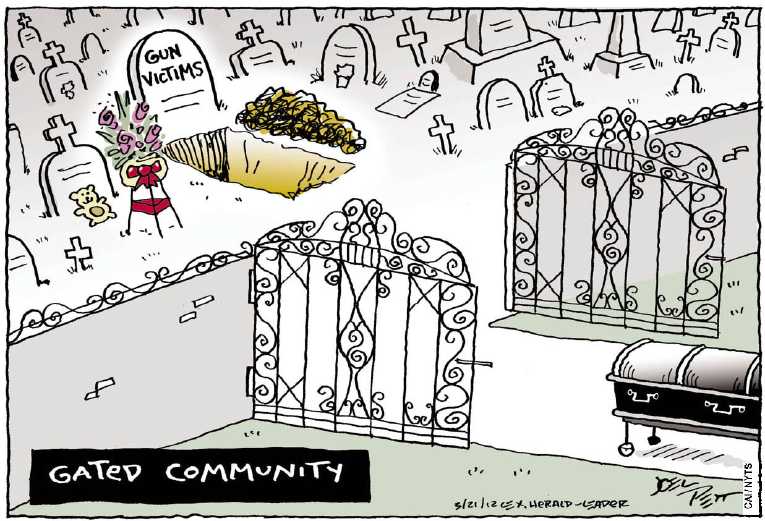 Political/Editorial Cartoon by Joel Pett, Lexington Herald-Leader, CWS/CartoonArts Intl. on Unarmed Boy Shot in Florida