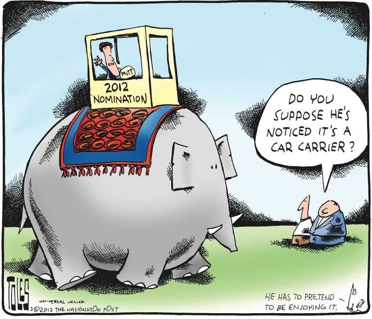 Political/Editorial Cartoon by Tom Toles, Washington Post on Romney Wins Illinois