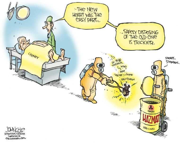 Political/Editorial Cartoon by John Cole, The Times, Scranton, PA on Cheney Receives a Heart