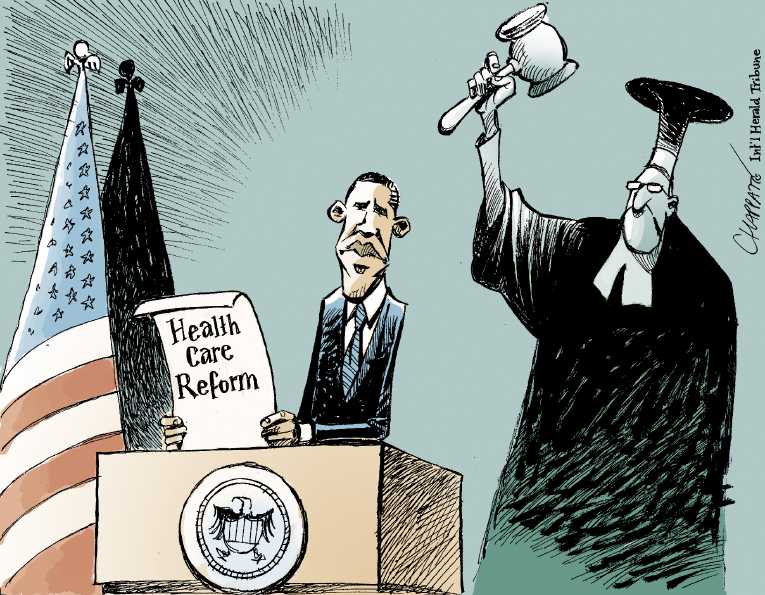 Political/Editorial Cartoon by Patrick Chappatte, International Herald Tribune on Supreme Court Partying Down