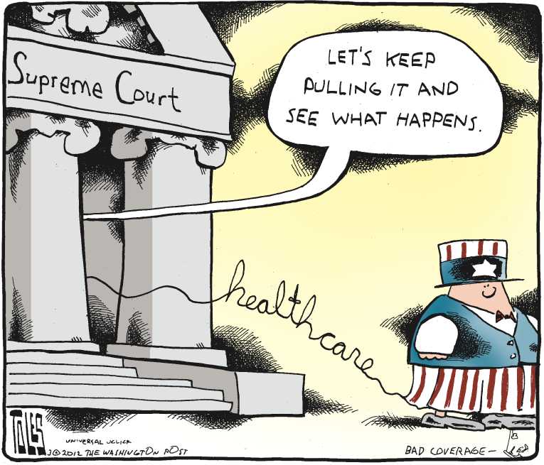 Political/Editorial Cartoon by Tom Toles, Washington Post on Supreme Court Partying Down