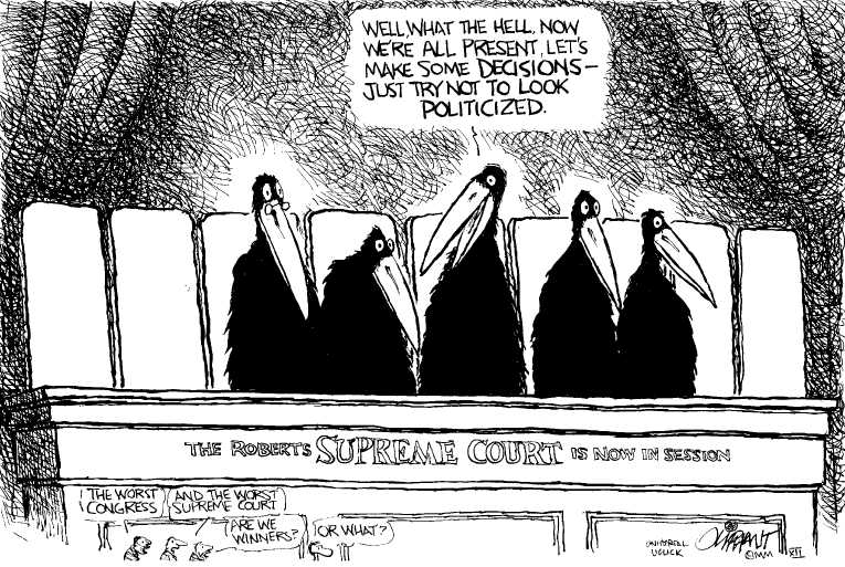 Political/Editorial Cartoon by Pat Oliphant, Universal Press Syndicate on Strip Search Decision Explained
